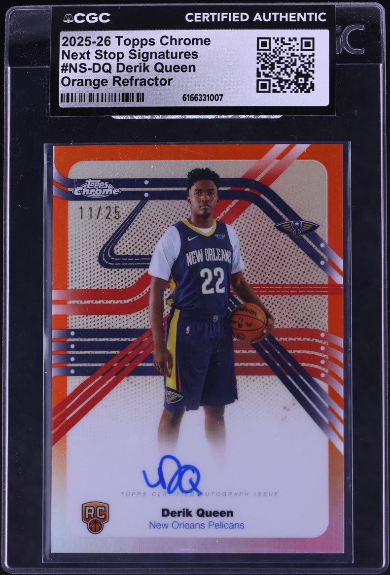 2025 Topps Chrome Next Stop Orange Refractor Derik Queen ROOKIE AUTO /25 #NS-DQ CGC AUTH
