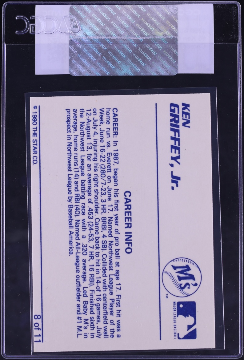 1990 Star Griffey Jr. Career Info Ken Griffey Jr. #8 CGC AUTH