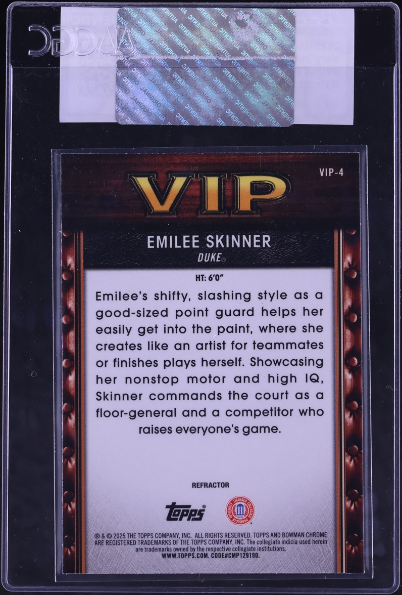 2025 Bowman Chrome U Very Important Prospects Refractor Emilee Skinner ROOKIE #VIP-4 CGC AUTH