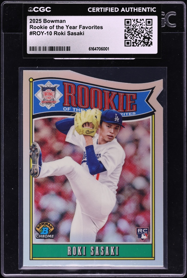 2025 Bowman Chrome ROY Favorites Die-Cut Roki Sasaki ROOKIE #ROY-10 CGC AUTH