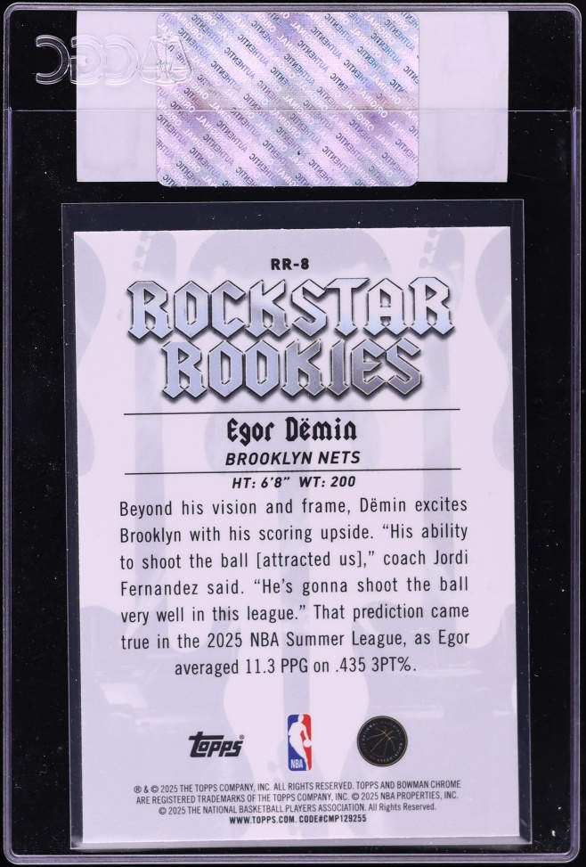 2025 Bowman Chrome Rockstar Rookies Egor Demin ROOKIE #RR-8 CGC AUTH