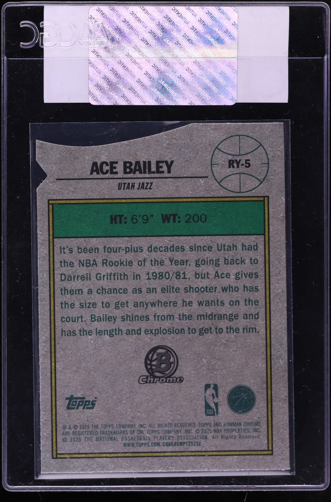 2025 Bowman ROY Favorites Ace Bailey ROOKIE #RY-5 CGC AUTH