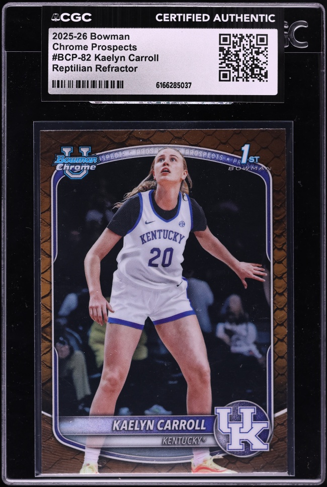 2025 Bowman Chrome University Reptilian Refractor Kaelyn Carroll PROSPECT #BCP-82 CGC AUTH