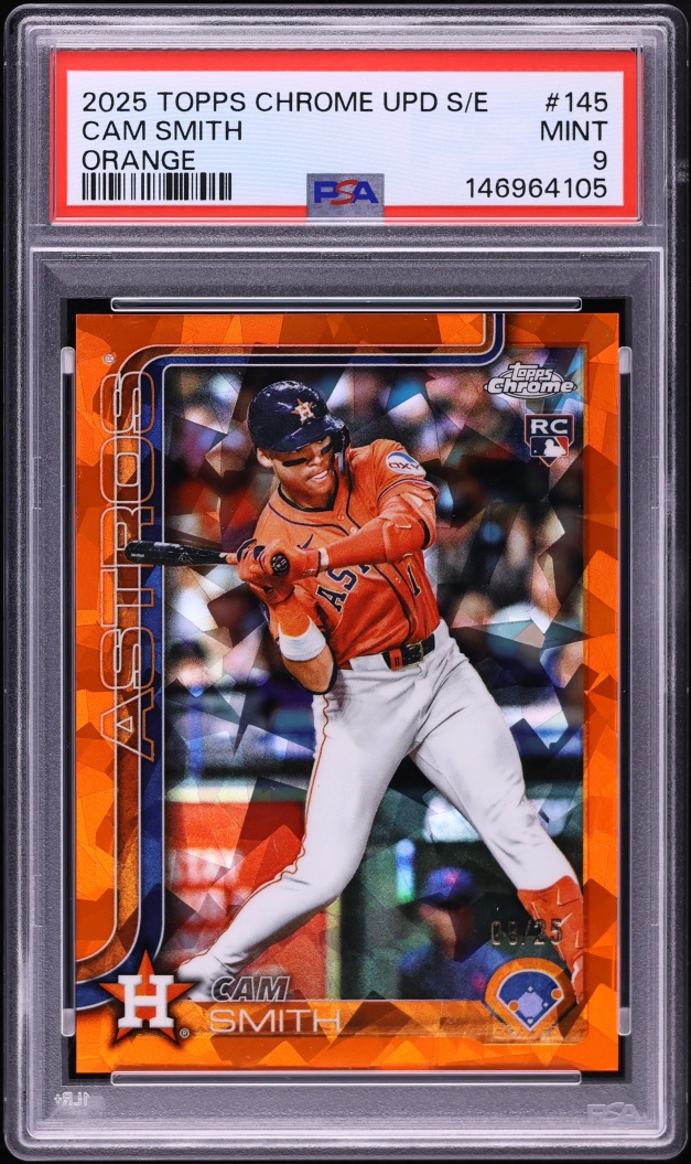 2025 Topps Chrome Sapphire Update Series Orange Cam Smith ROOKIE /25 #145 PSA 9 MINT