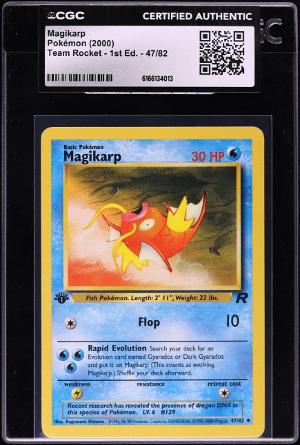 2000 Pokemon Team Rocket 1st Edition Magikarp #47 CGC AUTH