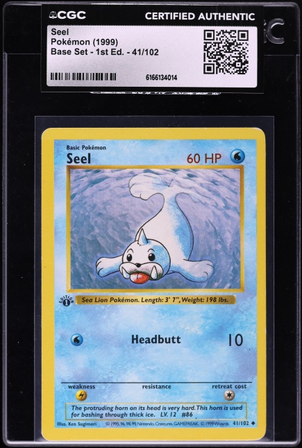 1999 Pokemon Base Set Shadowless 1st Edition Seel #41 CGC AUTH