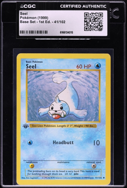 1999 Pokemon Base Set Shadowless 1st Edition Seel #41 CGC AUTH