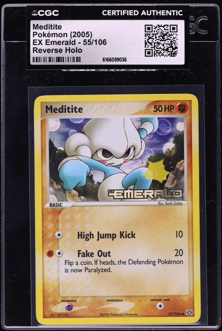 2005 Pokemon Ex Emerald Reverse Holo Meditite #55 CGC AUTH
