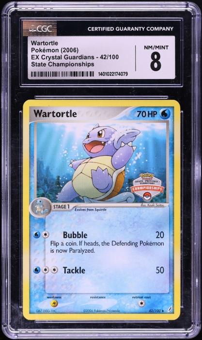 2006 Pokemon EX Crystal Guardians State Championships Wartortle #42 CGC 8 NM-MT