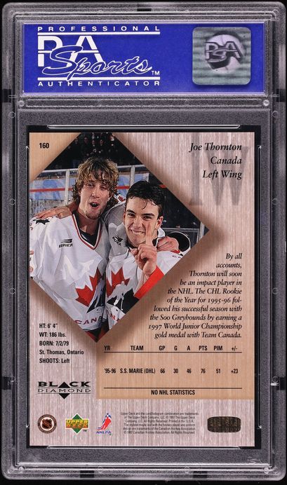 1996 Black Diamond Triple Gold Joe Thornton ROOKIE /50 #160 PSA 10 GEM MINT