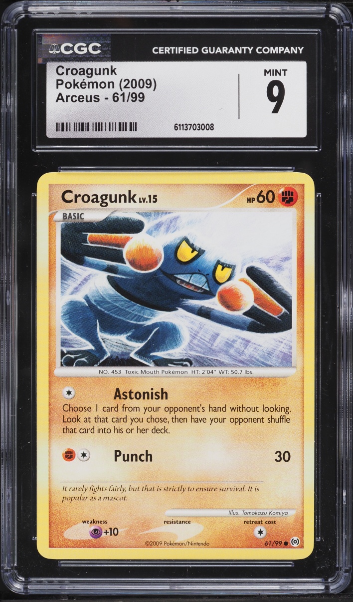 2009 Pokemon Arceus Croagunk #61 CGC 9 MINT
