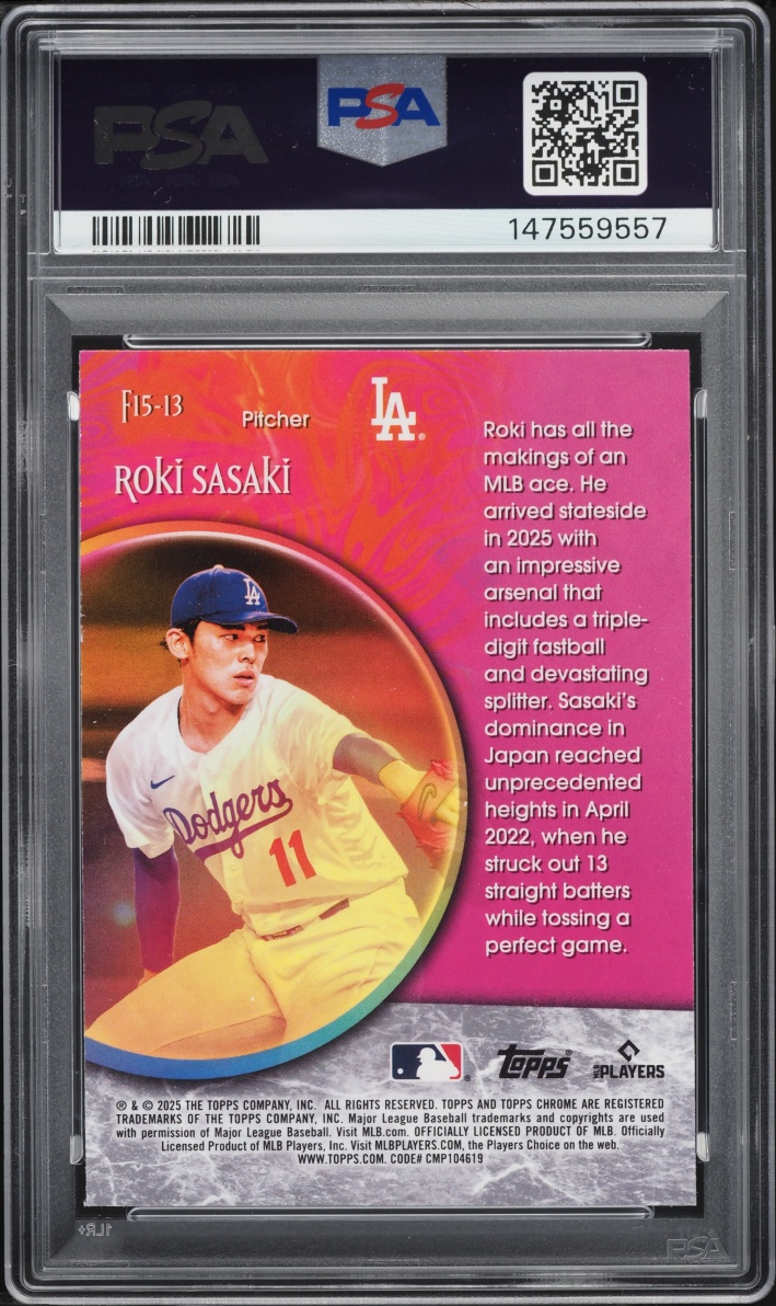 2025 Topps Chrome Fortune 15 Roki Sasaki ROOKIE #F15-13 PSA 10 GEM MINT