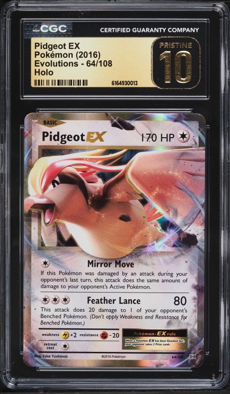 2016 Pokemon XY Evolutions Holo Pidgeot EX #64 CGC 10 PRISTINE