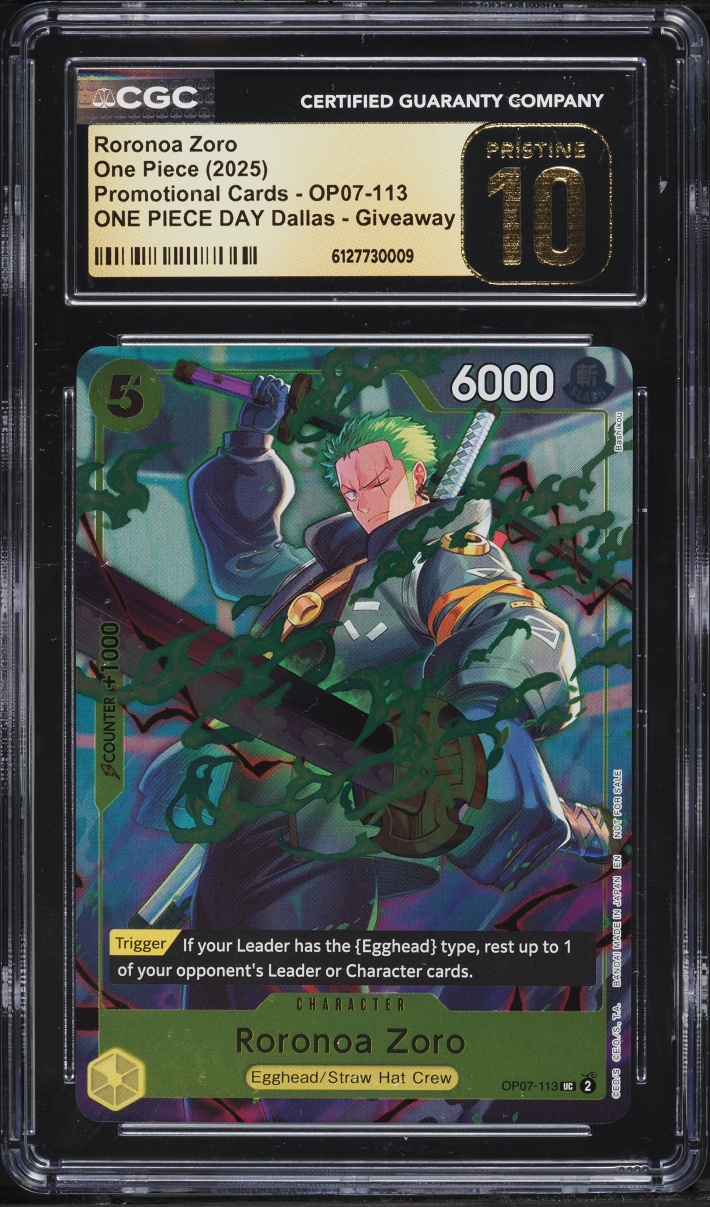 2025 One Piece Promo Day Dallas Giveaway Roronoa Zoro #OP07-113 CGC 10 PRISTINE