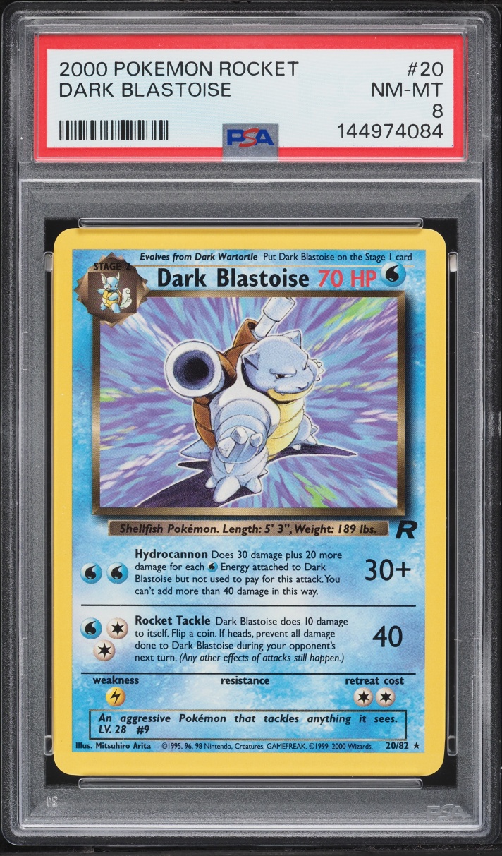 2000 Pokemon Team Rocket Dark Blastoise #20 PSA 8 NM-MT