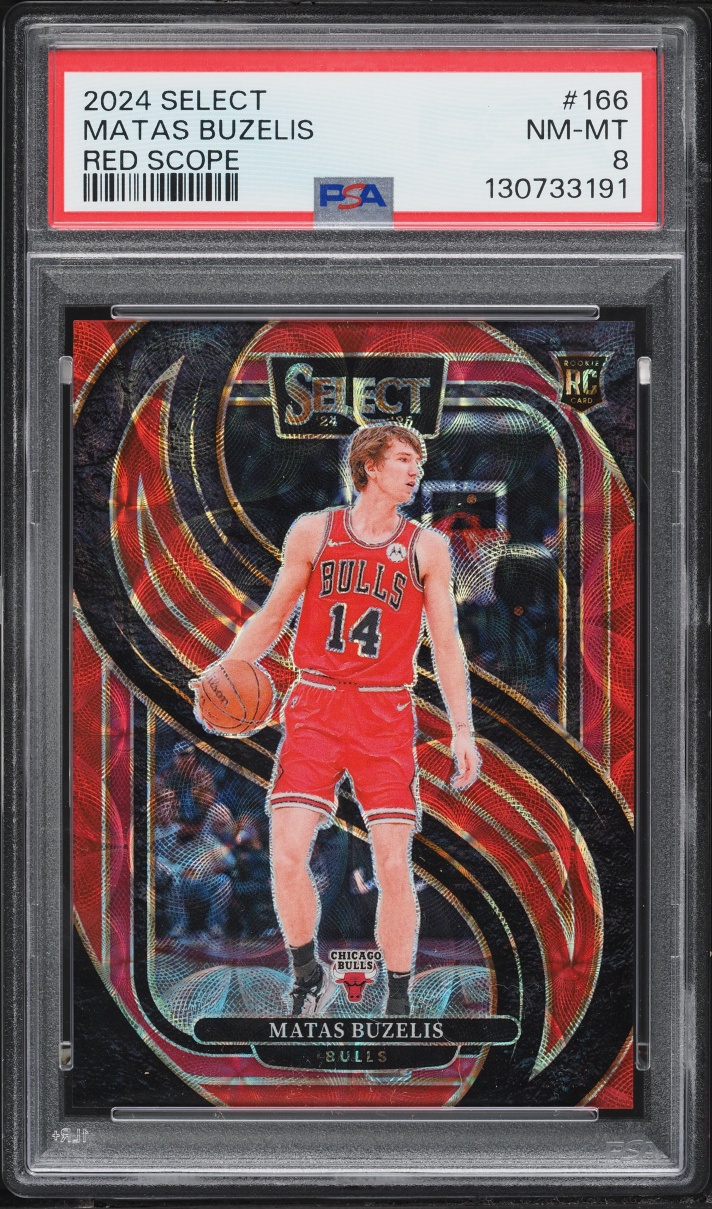 2024 Select Premier Level Red Scope Matas Buzelis ROOKIE /249 #166 PSA 8 NM-MT