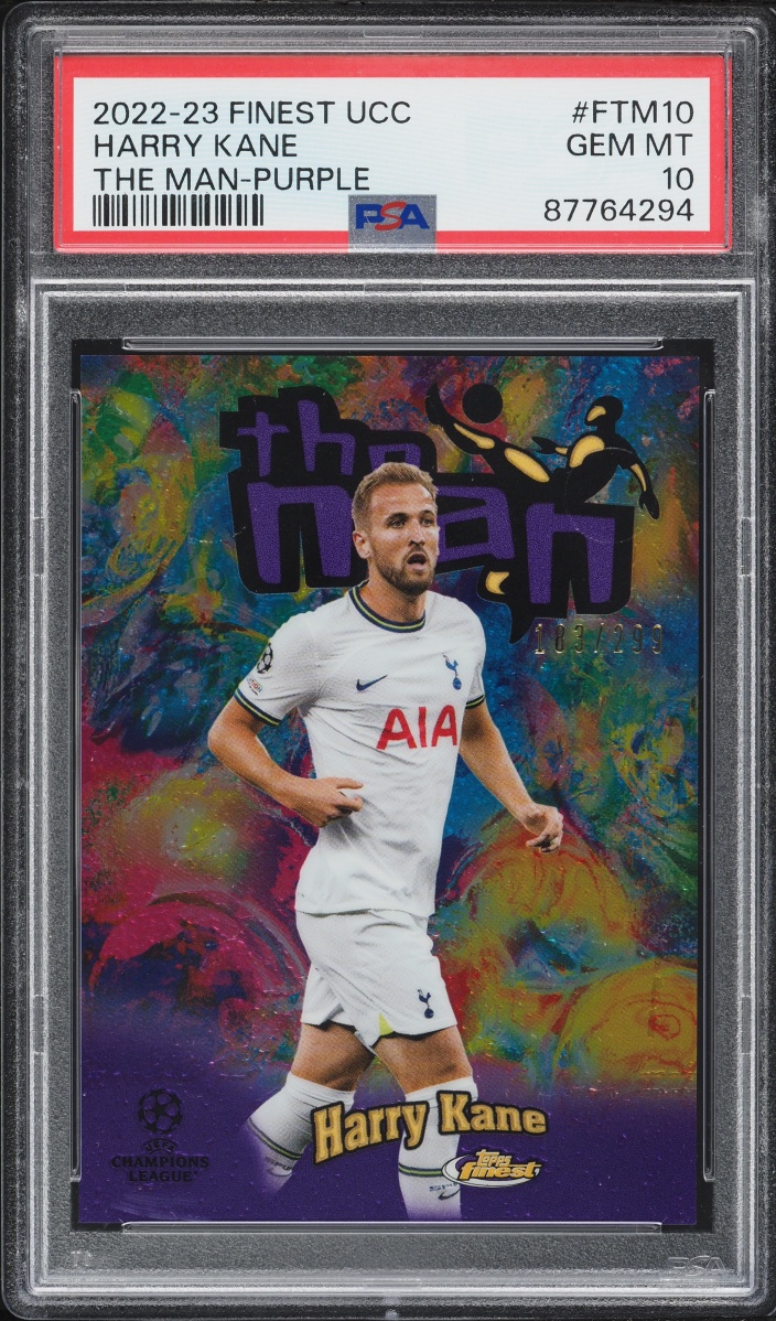 2022 Finest UEFA Club Competitions The Man Purple Refractor Harry Kane /299 #FTM10 PSA 10 GEM