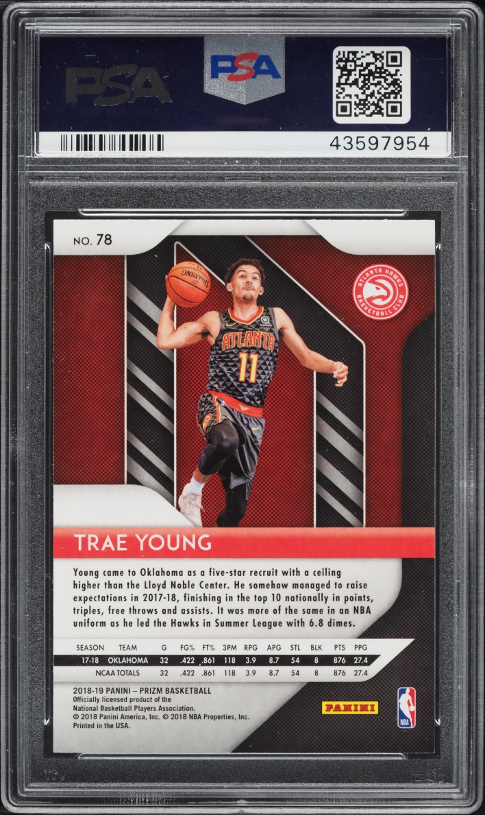 2018 Panini Prizm Trae Young ROOKIE #78 PSA 10 GEM MINT