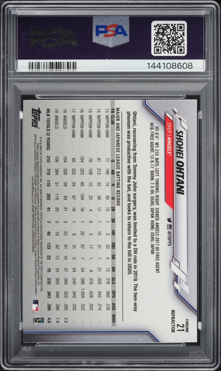 2020 Topps Chrome Xfractor Shohei Ohtani #21 PSA 8 NM-MT