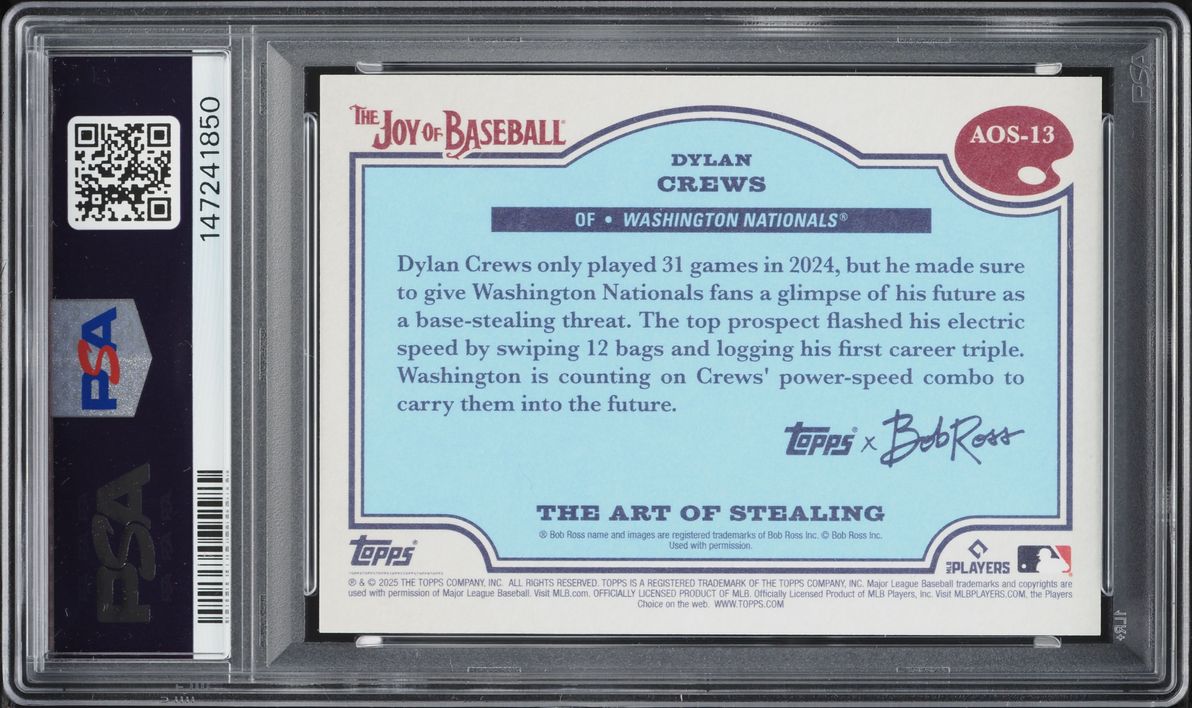 2025 Topps X Bob Ross The Joy Of Baseball The Art Of Stealing Dylan Crews ROOKIE #AOS-13 PSA 10