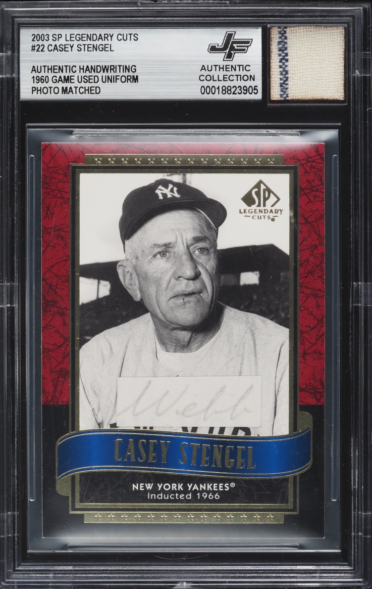 2003 SP Legendary Cuts Casey Stengel PATCH #22 BGS AUTH