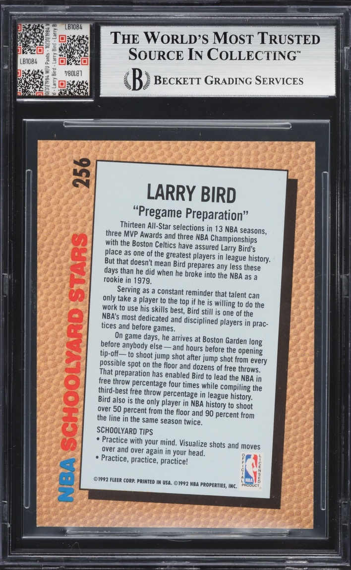 1992 Fleer Basketball Larry Bird PATCH #256 BGS 9 MINT
