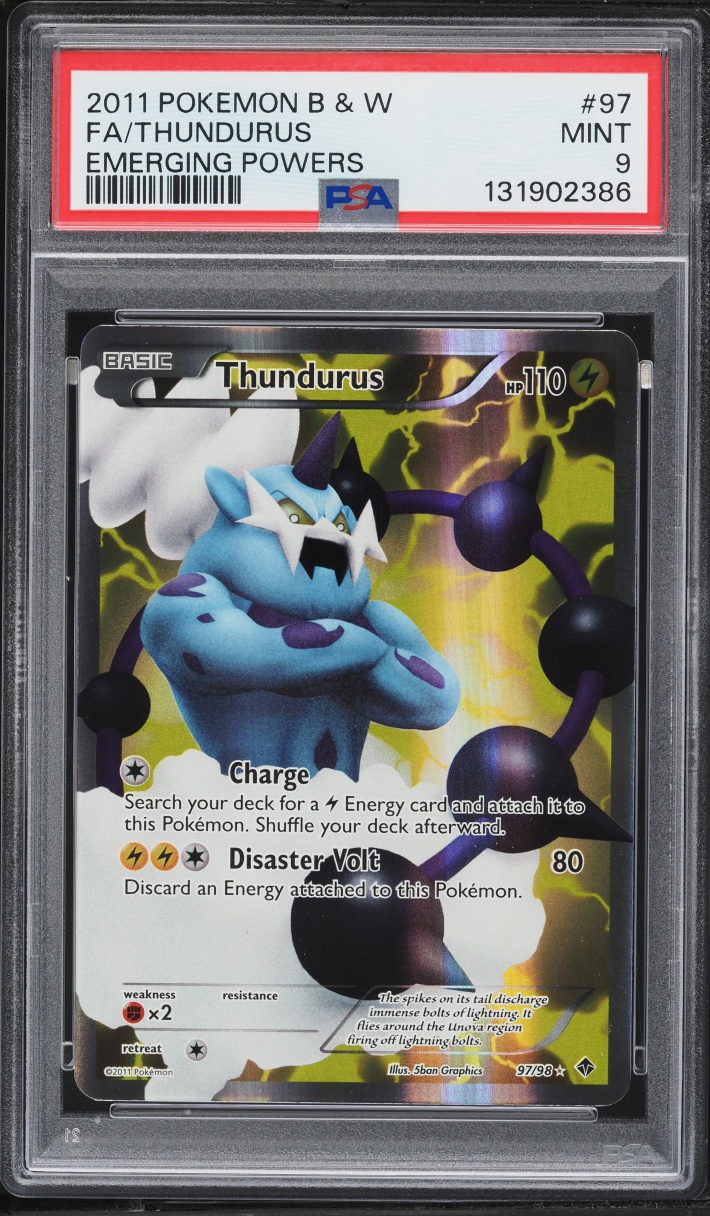 2011 Pokemon Black & White Emerging Powers Full Art Thundurus #97 PSA 9 MINT
