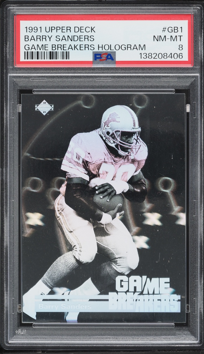 1991 Upper Deck Game Breakers Hologram Barry Sanders #GB1 PSA 8 NM-MT