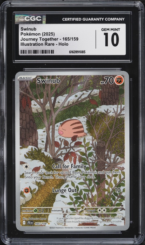 2025 Pokemon Scarlet & Violet Journey Together IR Swinub #165 CGC 10 GEM MINT