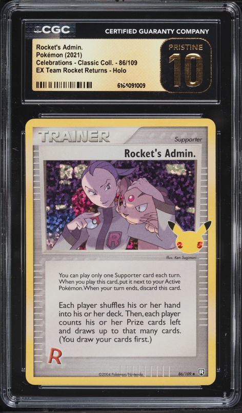 2021 Pokemon Sword & Shield Celebrations Holo Rocket's Admin. #86 CGC 10 PRISTINE