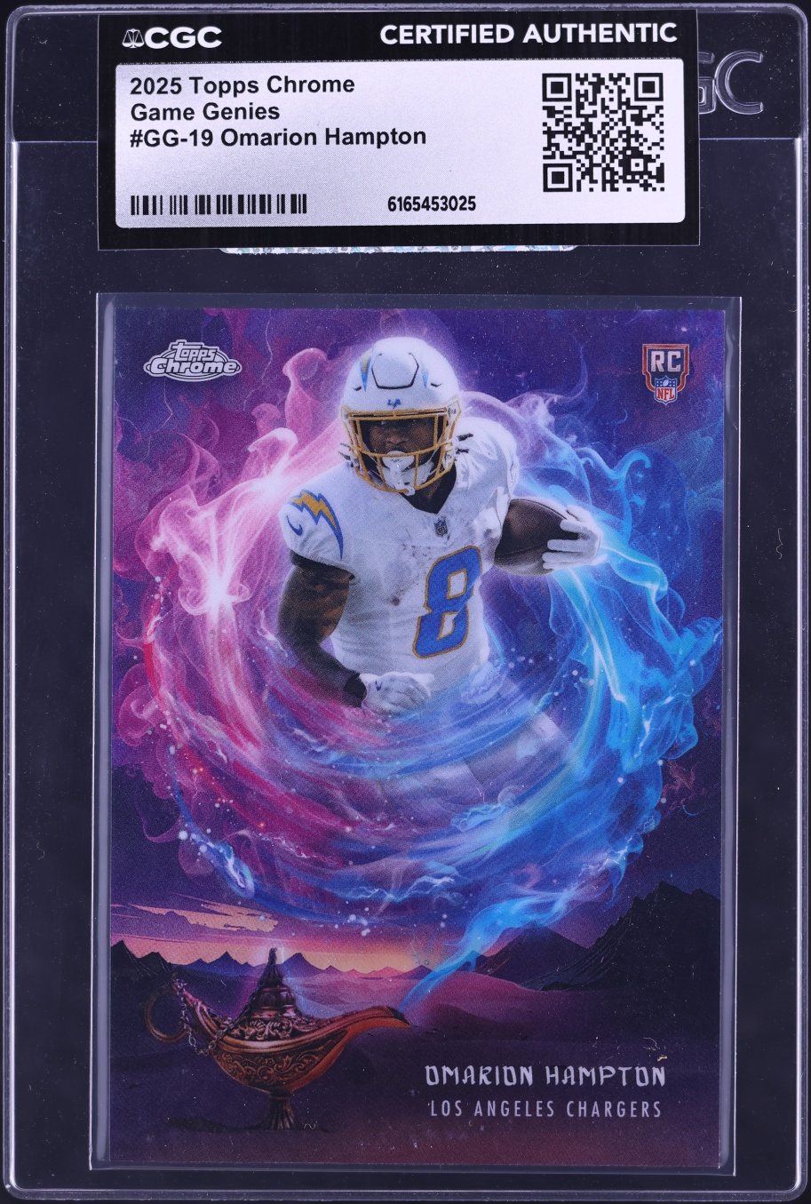 2025 Topps Chrome Game Genies Omarion Hampton ROOKIE #GG-19 CGC AUTH