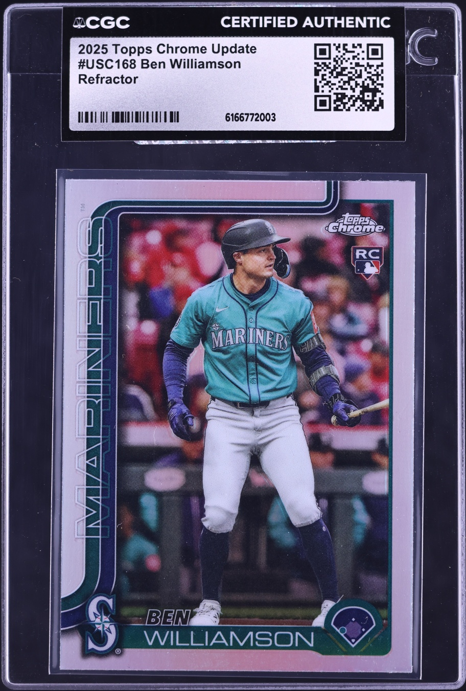 2025 Topps Chrome Update Refractor Ben Williamson ROOKIE #USC168 CGC AUTH