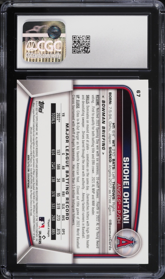 2023 Bowman Chrome Shohei Ohtani #67 CGC 10 GEM MINT