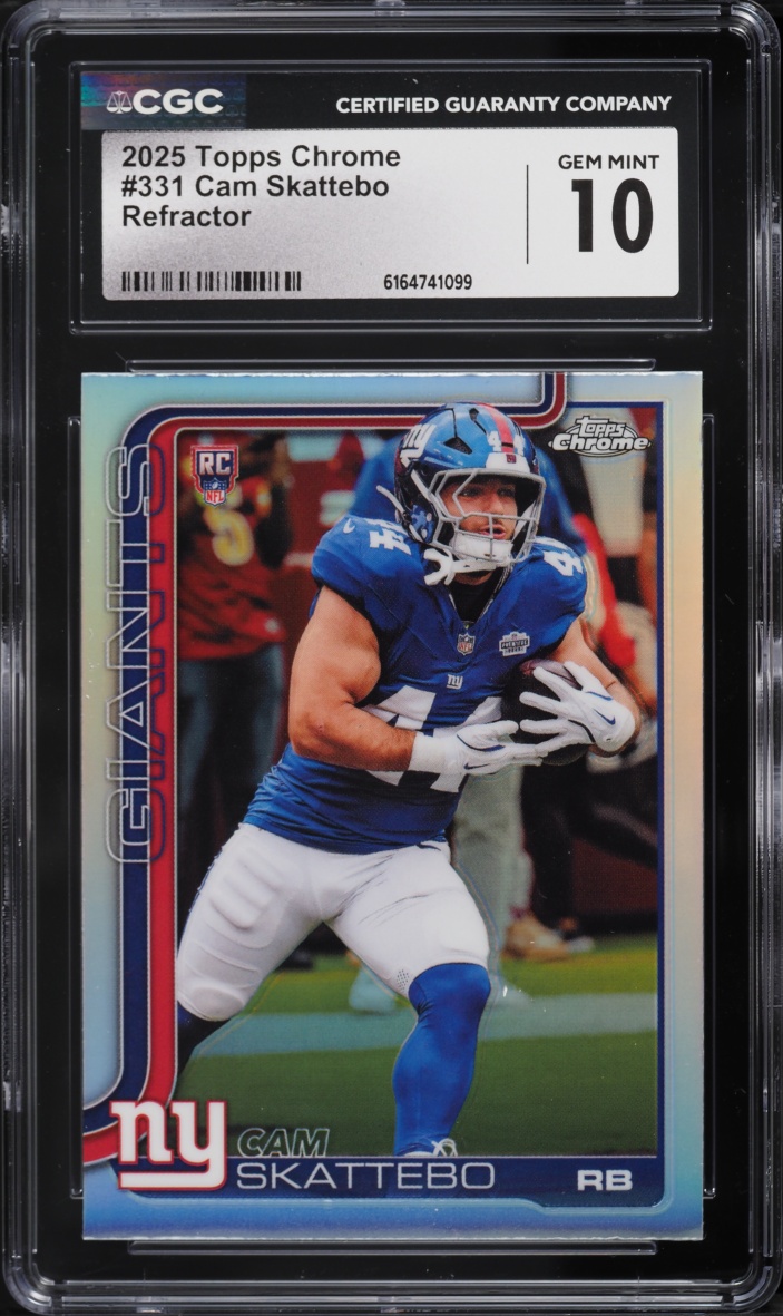 2025 Topps Chrome Refractor Cam Skattebo ROOKIE #331 CGC 10 GEM MINT