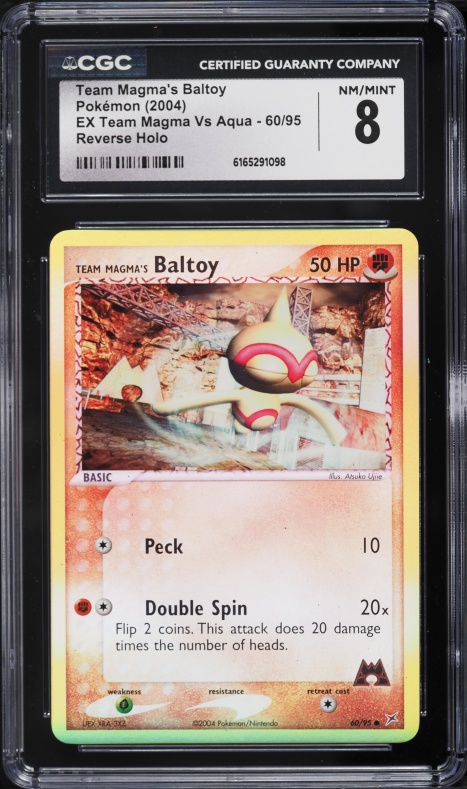 2004 Pokemon Ex Team Magma Vs Aqua Reverse Holo Team Magma's Baltoy #60 CGC 8 NM-MT