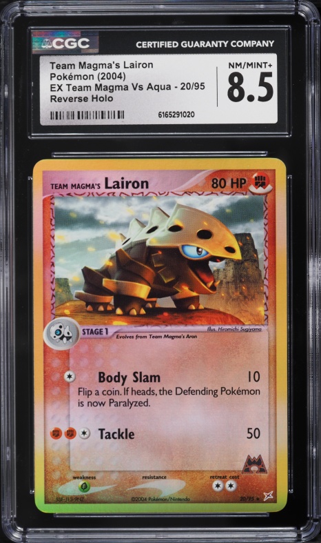 2004 Pokemon EX Team Magma Vs Aqua Reverse Holo Team Magma's Lairon #20 CGC 8.5 NM-MT+