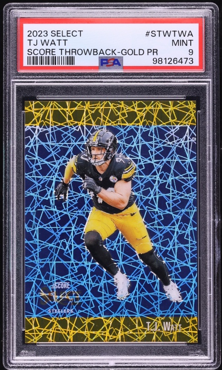 2023 Select Score Throwback Gold Prizm TJ Watt #STWTWA PSA 9 MINT