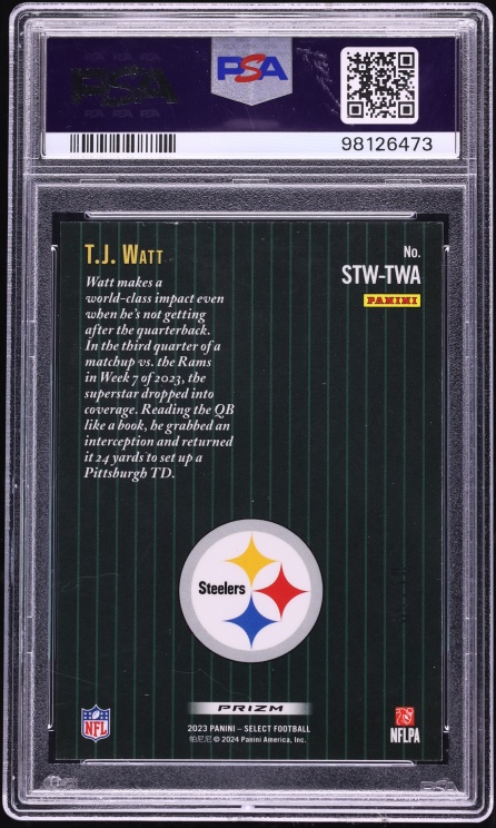 2023 Select Score Throwback Gold Prizm TJ Watt #STWTWA PSA 9 MINT