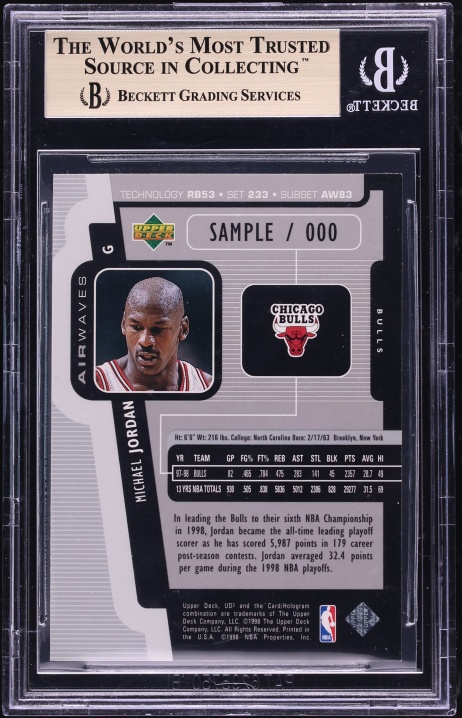 1998 UD3 Airwaves Sample Michael Jordan BGS 9.5 GEM MINT