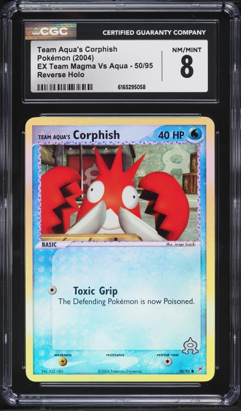2004 Pokemon EX Team Magma Vs Aqua Reverse Holo Team Aqua's Corphish #50 CGC 8 NM-MT