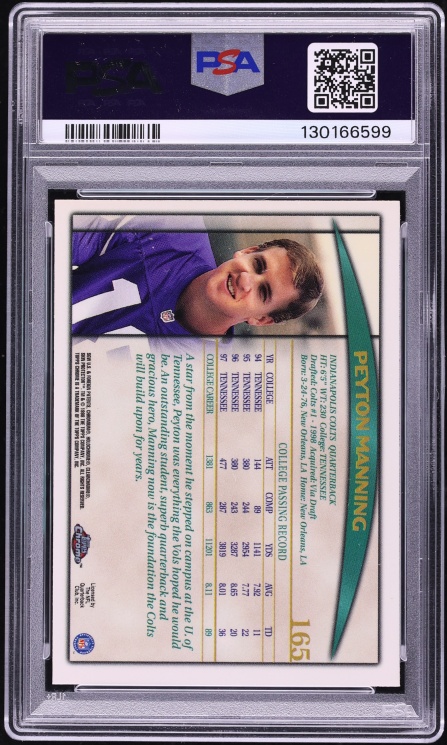 1998 Topps Chrome Peyton Manning ROOKIE #165 PSA 8 NM-MT