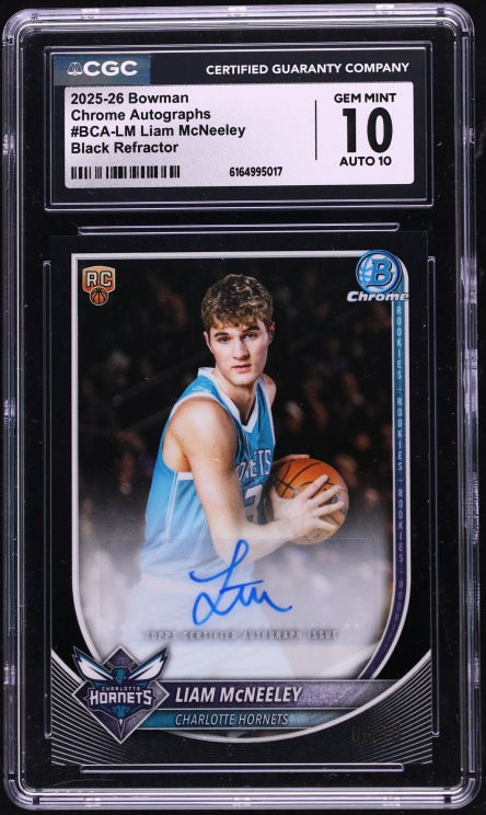 2025 Bowman Chrome Black Refractor Liam McNeeley ROOKIE AUTO /10 #BCA-LM CGC 10 GEM MINT