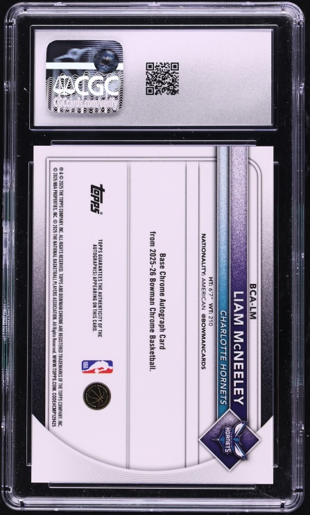 2025 Bowman Chrome Black Refractor Liam McNeeley ROOKIE AUTO /10 #BCA-LM CGC 10 GEM MINT