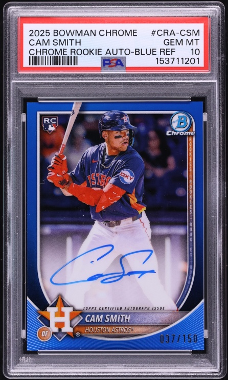 2025 Bowman Chrome Blue Ref Cam Smith ROOKIE AUTO /150 #CRA-CSM PSA 10 GEM MINT
