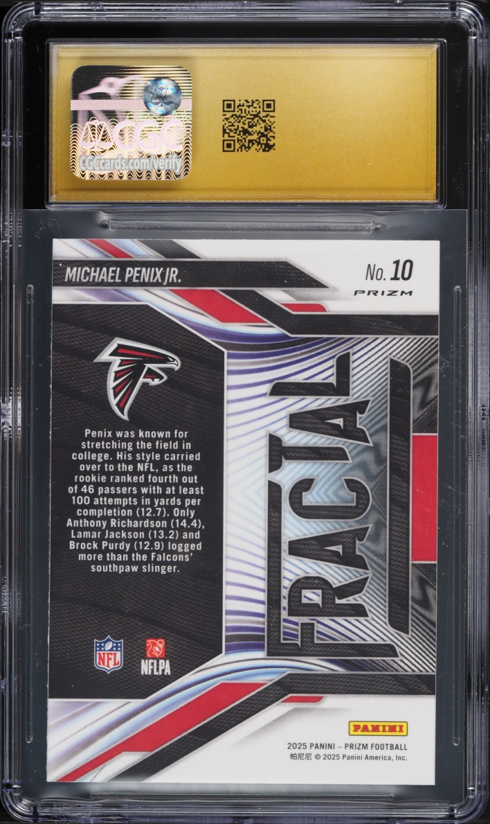 2025 Panini Prizm Fractal Green Ice Michael Penix Jr. #10 CGC 10 PRISTINE