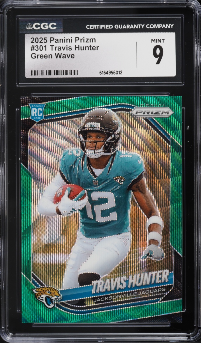 2025 Panini Prizm Green Wave Travis Hunter ROOKIE #301 CGC 9 MINT
