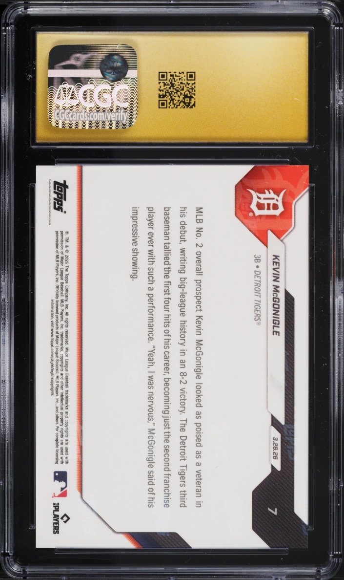 2026 Topps Now Kevin McGonigle ROOKIE #7 CGC 10 PRISTINE