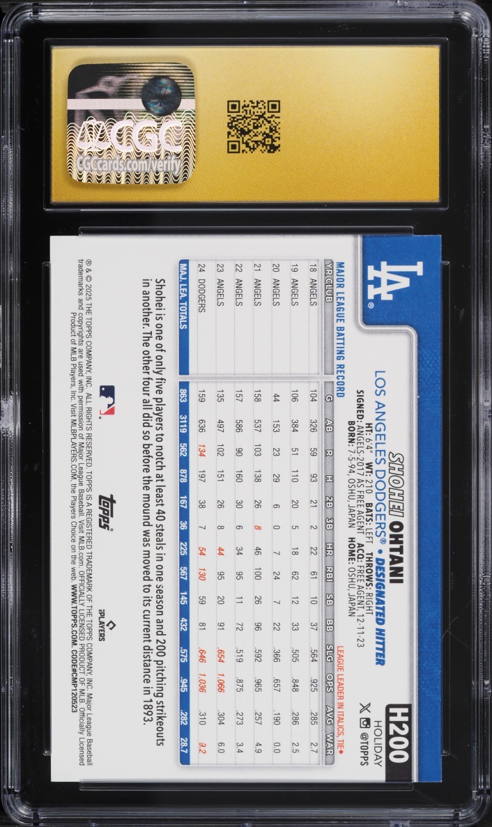 2025 Topps Holiday Variation Shohei Ohtani #H200 CGC 10 PRISTINE