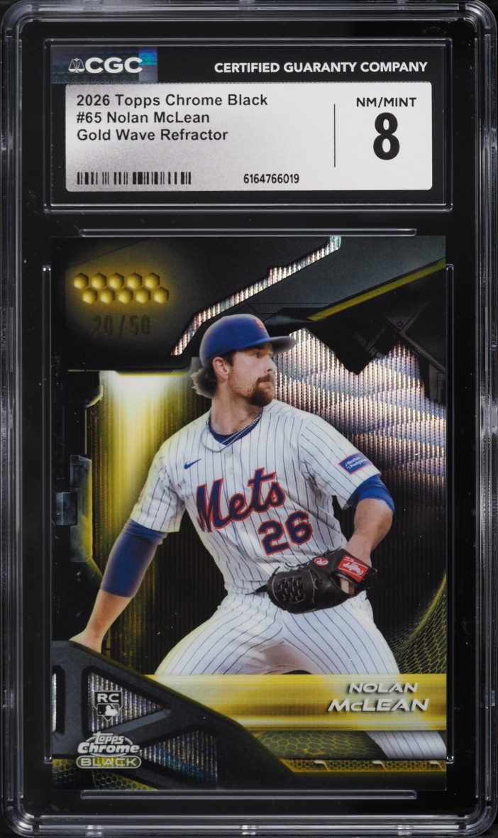 2026 Topps Chrome Black Gold Wave Refractor Nolan McLean ROOKIE /50 #65 CGC 8 NM-MT