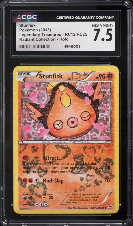 2013 Pokemon Black & White Legendary Treasures Radiant Collection Holo Stunfisk #RC12 CGC 7.5